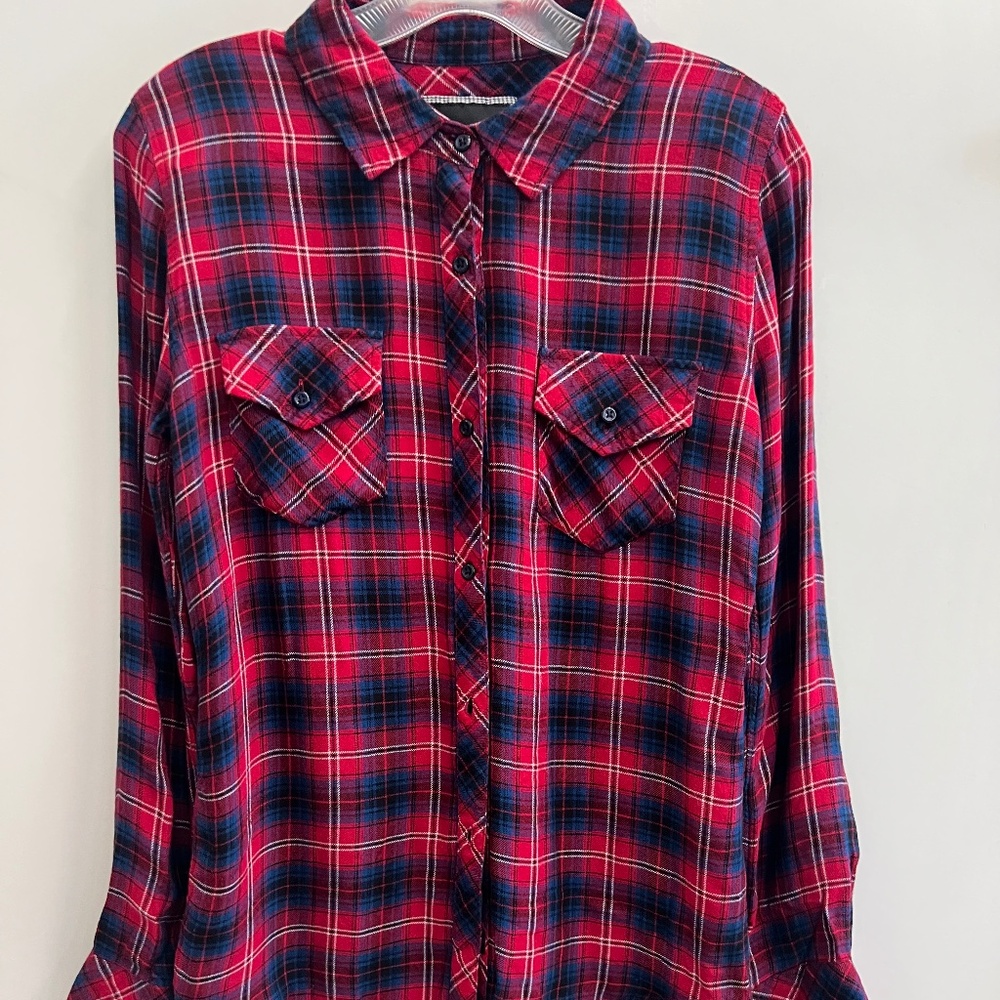 Rails- Button -Up Women's Long Sleeve Blouse- Size XS- Red /Blue
